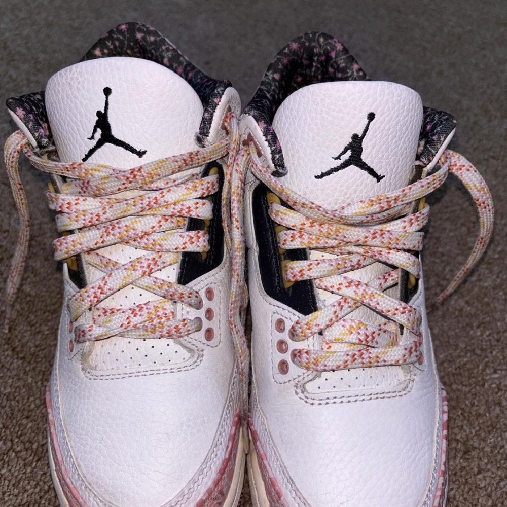 Jordan Kids White Black Pink Accent Sneakers
